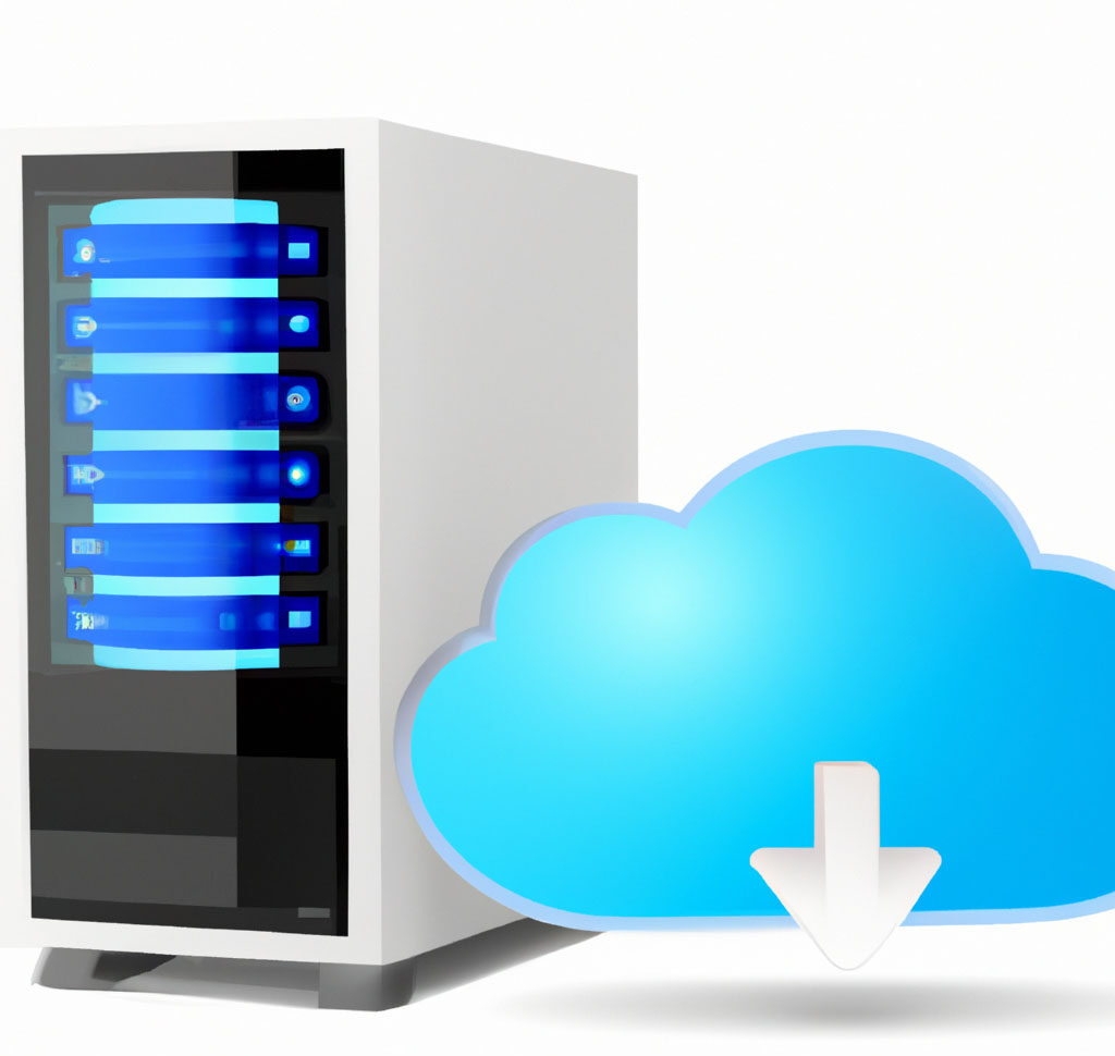 Sky ved siden af server, Illustrerer at gå fra server til cloud hosting