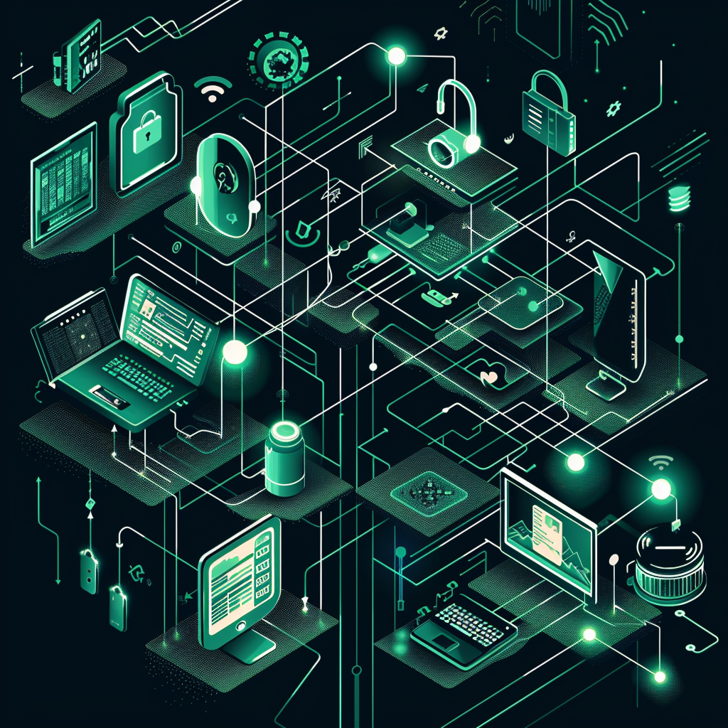 Cybersecurity på tværs af platforme Cybersikkerhed illustration i vector stil