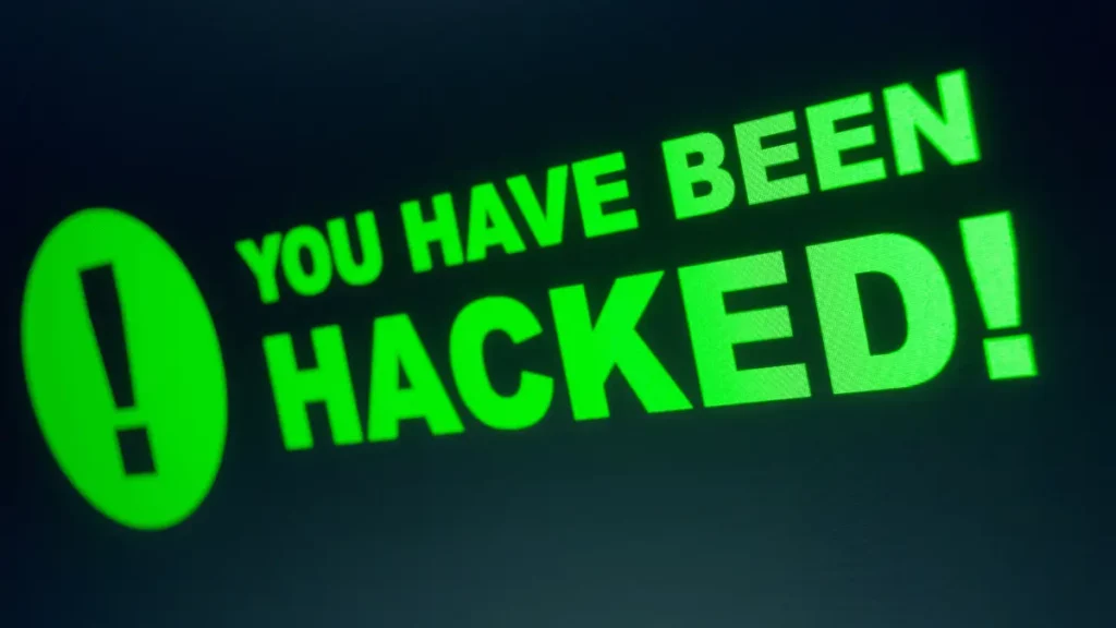 You have been hacked! tekst på skærm