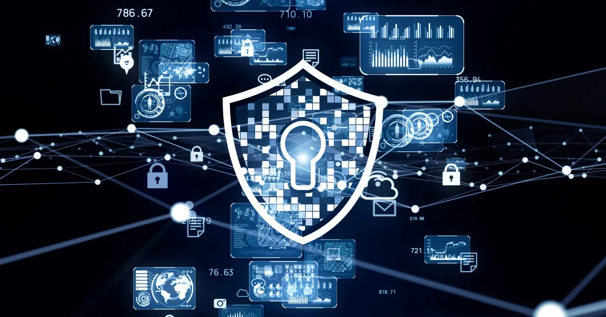 Cybersikkerheds skjold Threat protection grafik